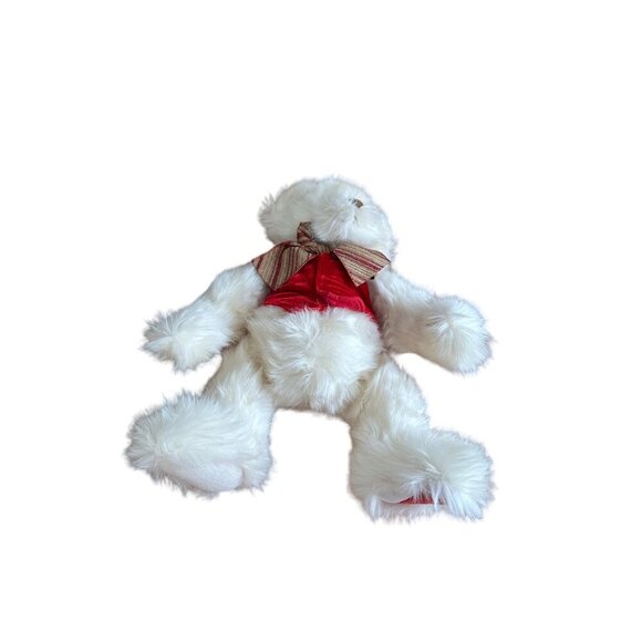The Bearington Collection Vintage 2017 Red White Plush Teddy Bear Red Bow & Vest - Picture 1 of 12